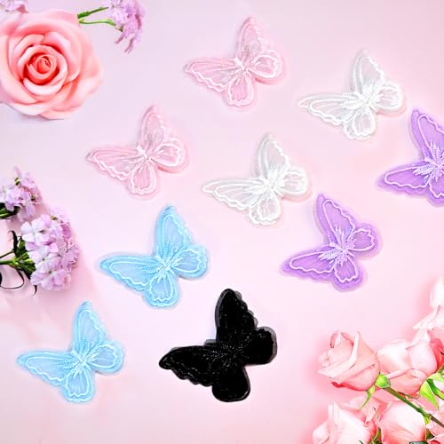 20Pcs Lace Embroidery Butterfly Hair Clips Wedding Bow Pins 5 Colors