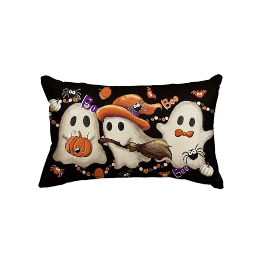 AVOIN colorlife Halloween Ghost Throw Pillow Cover, 20 x 12 Inch Farmhouse