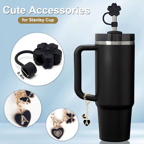 Silicone Straw Cover Caps for Stanley Cup - 4 Pack with Charms