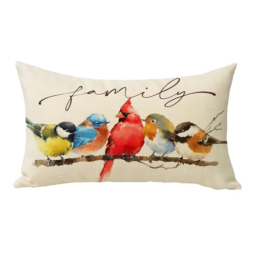 Cardinal Decorative Throw Pillow Cover 12x20 - Cotton Linen