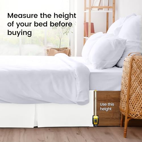 Queen Bed Skirt - 16 Inch Drop, Pleated White, Utopia Bedding