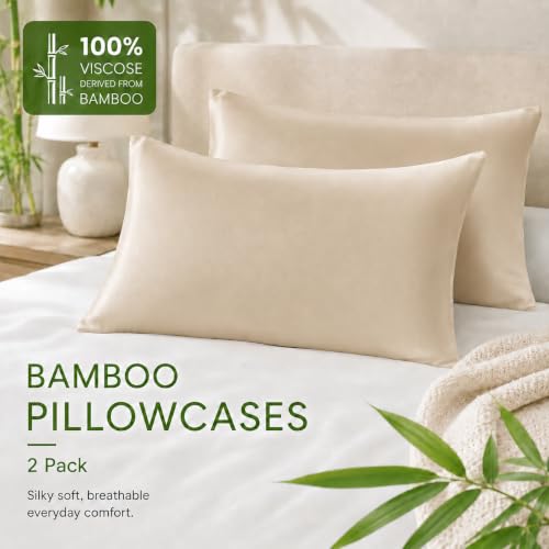 LANYETON Bamboo Viscose Pillowcases Set of 2 - 20 x 26 inches