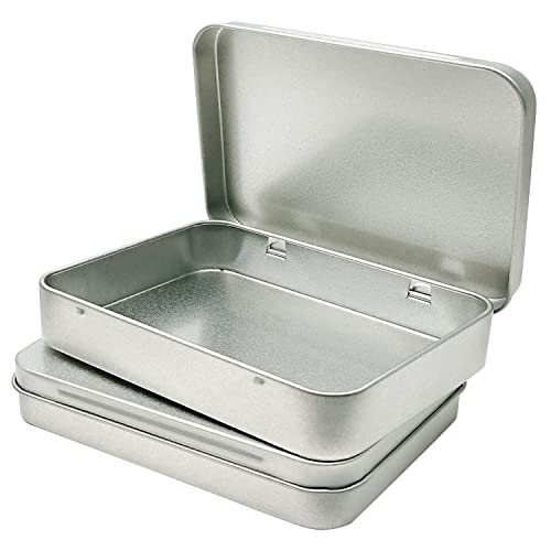 Hinged Tin Storage Containers - 2 Pack, 4.5x3.3 Inch Metal Tins