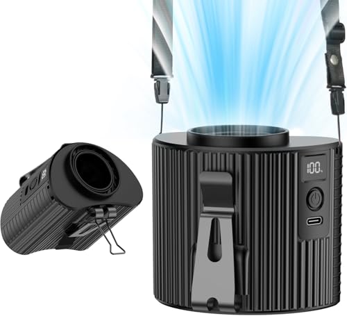 Socool Portable Waist Fan - Rechargeable Clip-On Neck Fan with 5 Speeds & Flashlight for Outdoor Use