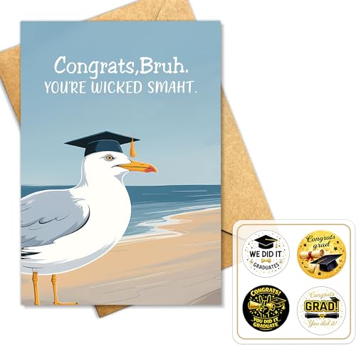 Congrats Bruh Graduation Card 2026 - Funny High School & College Graduate Greeting Card with Envelope