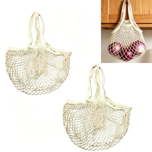 Reusable Mesh Produce Bags - 2 Pack with Cotton Handles