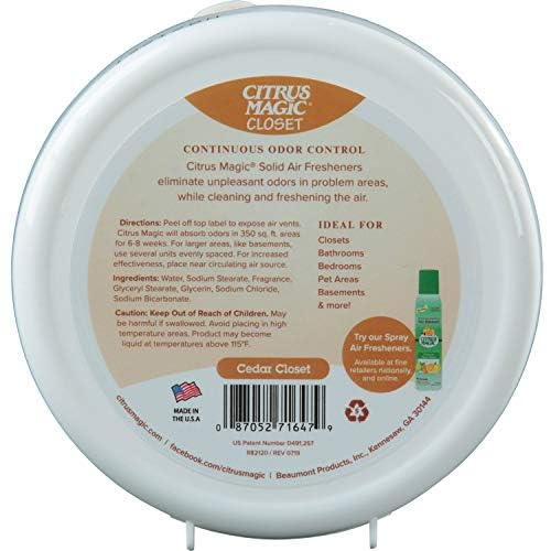 Citrus Magic Cedar Closet Air Freshener - Odor Absorbing Solid, 8 oz (Pack of 6)