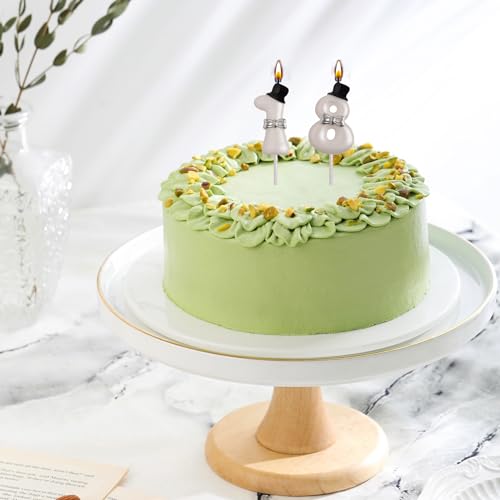 Elegant 18th Birthday Cake Candles - Smokeless White Number 18