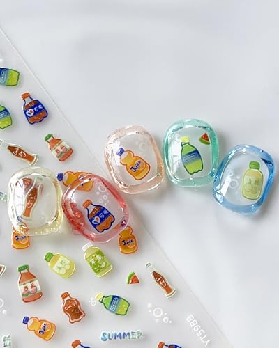 Lulir 3D Embossed Nail Stickers Cartoon Bubble Relief Art Decals
