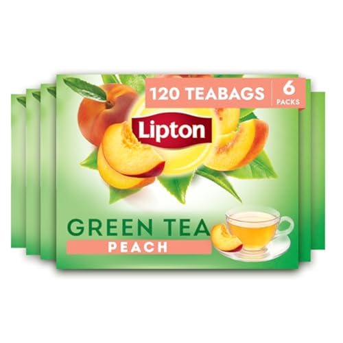 Lipton Peach Green Tea Bags - 120 Count Bulk Pack for Hot & Iced Tea