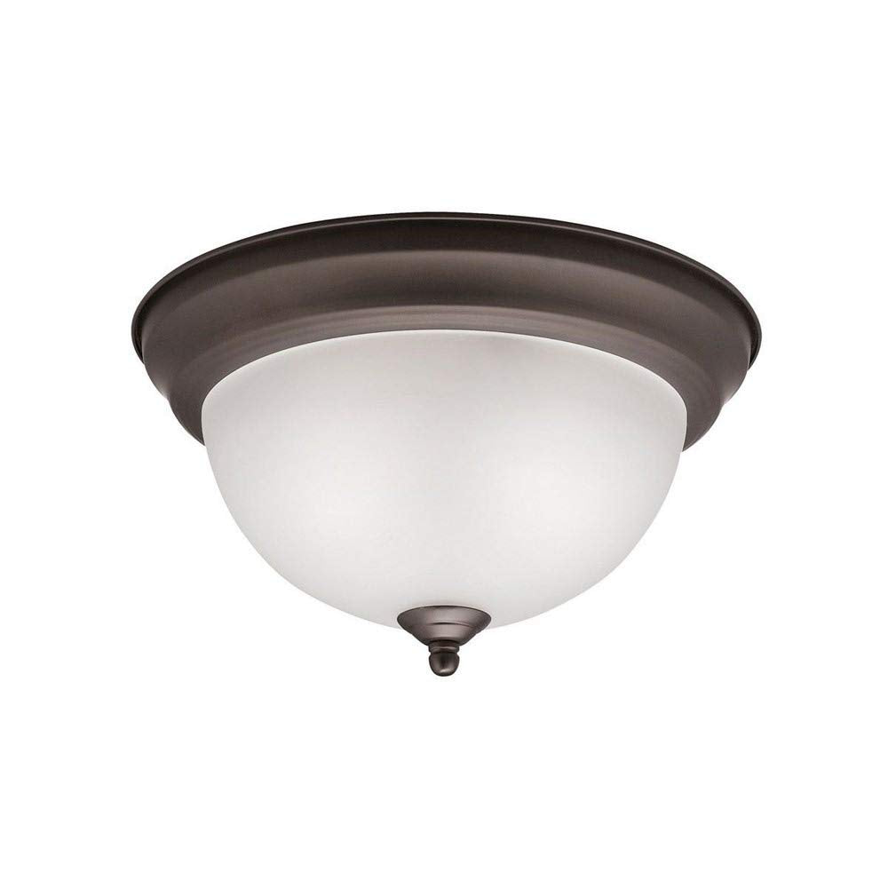 Kichler 2-Light Flush Mount in a Chrome Finish with Clear Satin Etched Glass for Dining Room, Kitchen, Living Room and Hallway, (14" W x 6" H), 8112CH