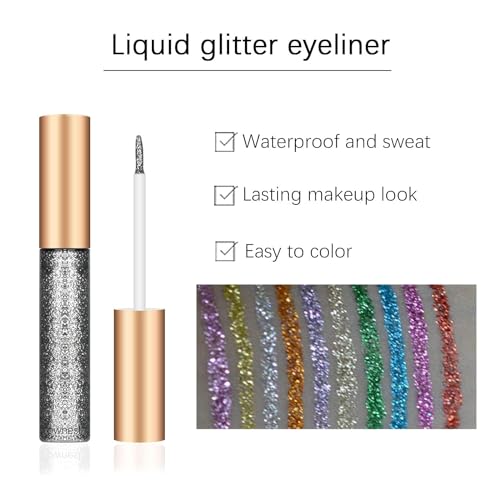 Dragonranee Liquid Glitter Eyeliner Waterproof Metallic Shimmer Eyeshadow Dark Golden