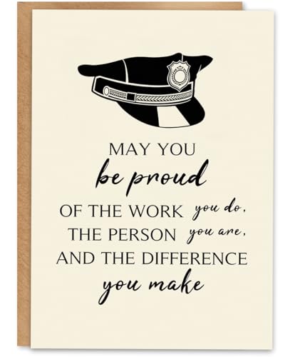 Police Officer Appreciation Card BT-186 with Kraft Envelope & Gold Seal