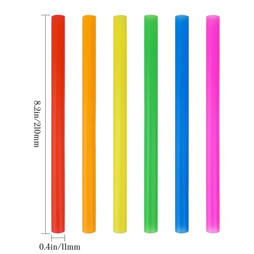 KTOJOY Jumbo Plastic Smoothie Straws - Assorted Colors, 100 Count