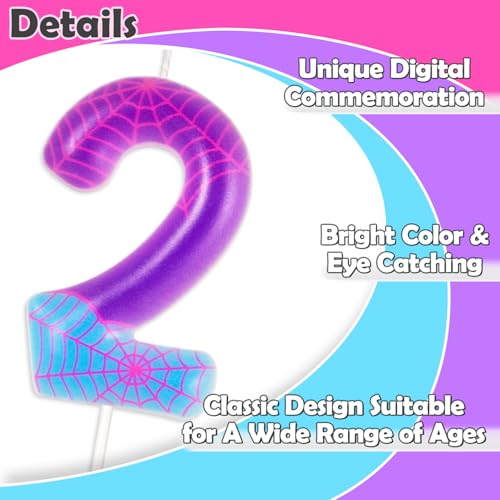 Ghost Spider 3rd Birthday Cake Candle - Purple & Pink Number 3