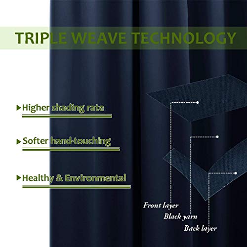 NICETOWN Navy Blackout Curtain Panel - 70" x 95" Thermal Insulated