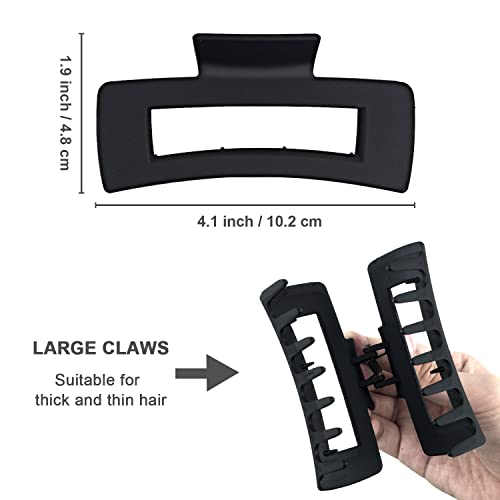 MAORULU Large Hair Claw Clip for Thick Hair - Matte Black Jaw Clip