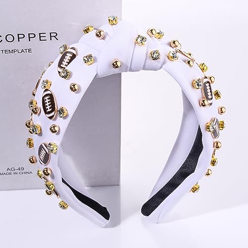 Football Headband for Women Rhinestone Jeweled Game Day Hair Accessory