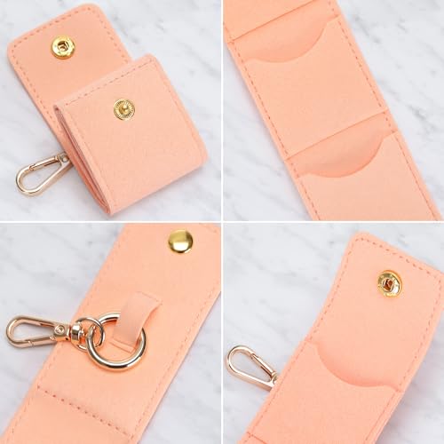 KUKUVR Mini Travel Jewelry Organizer Case with Keychain - Pink