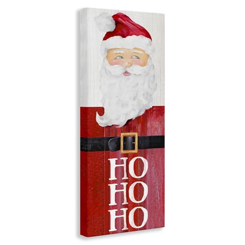 Santa Claus Wall Art Canvas Unframed 17x40 Inch Rustic Holiday Decor