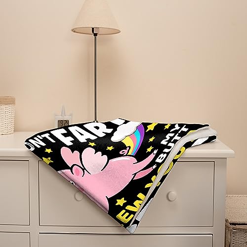 Funny Pig Blanket Twin Size 60x80 Inches Soft Flannel Throw for Kids Adults Gift