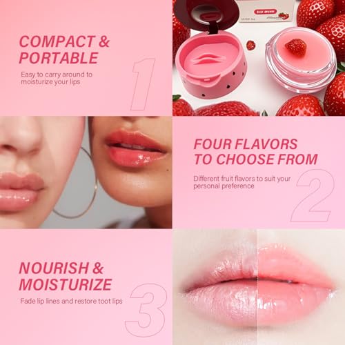 Strawberry Lip Mask and Moisturizing Balm for Dry Cracked Lips