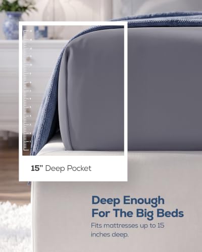 Utopia Bedding Pack of 2 Full Fitted Microfiber Sheets Up to 15 Inch Deep Pocket - Grey