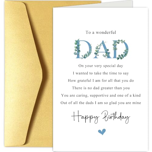 Thoughtful Birthday Card for Dad with Poem from Daughter or Son