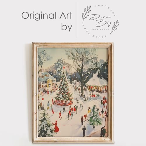 Winter Wonderland Festive Town Square Art Print 11x14 (Variation of THIS listing)