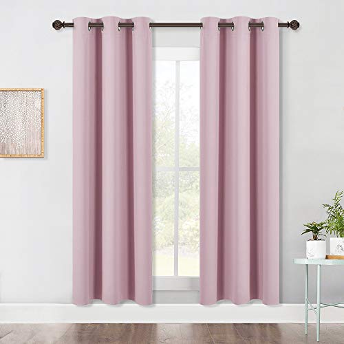 NICETOWN Blackout Curtains 34"W x 70"L, Thermal Insulated Drapes, Baby Pink