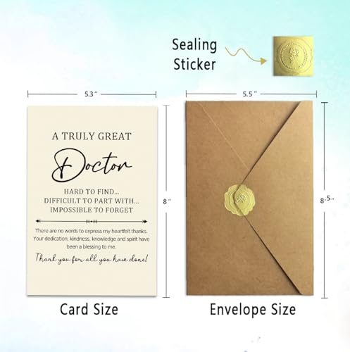 Doctor Thank You Card with Kraft Envelope & Gold Seal Sticker