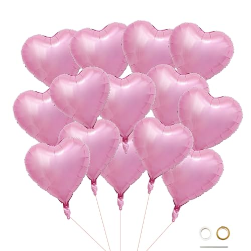 18-Inch Pink Heart Balloons - 20pcs Foil Mylar for Parties