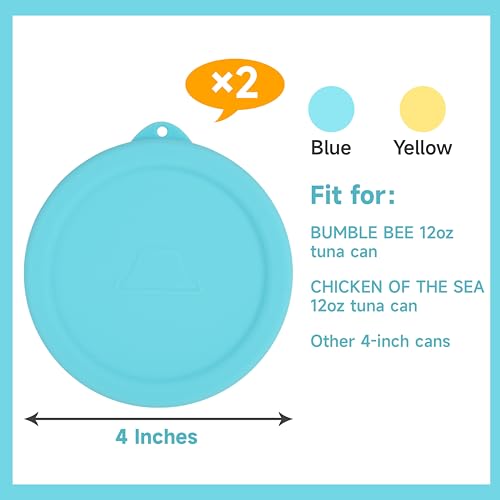 LUVCOSY 4-Inch Silicone Can Lids for 12oz Tuna Cans - 2 Pack Reusable