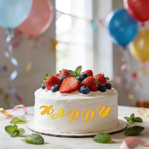 Gold Acrylic A-Z Cake Decorations Set - 64-Piece Letters & Numbers