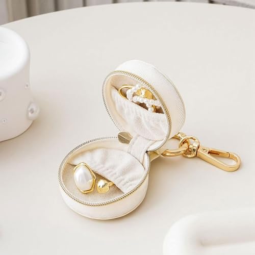 BWTRQ Portable Travel Jewelry Box - Small Ring Holder Case, White