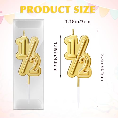 Gold Half Year Birthday Candle - Cute 1/2 Cake Topper for Babies