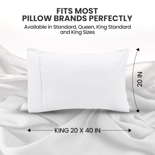 King Size Pillow Cases Set of 6 - Ultra Soft White Covers