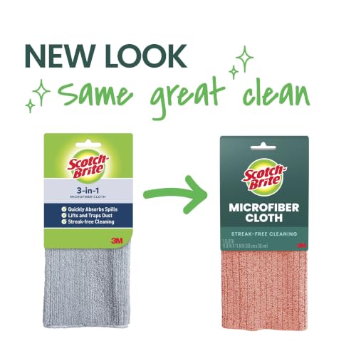 Scotch-Brite Microfiber Cleaning Cloth - Streak-Free Towel, 11.4 x 12.2 inches