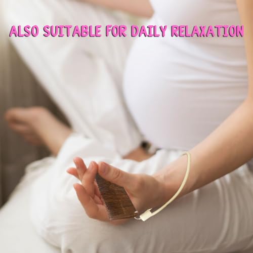 Wooden Birthing Comb for Labor Pain Relief with Leather Cover and Inspiring Quotes