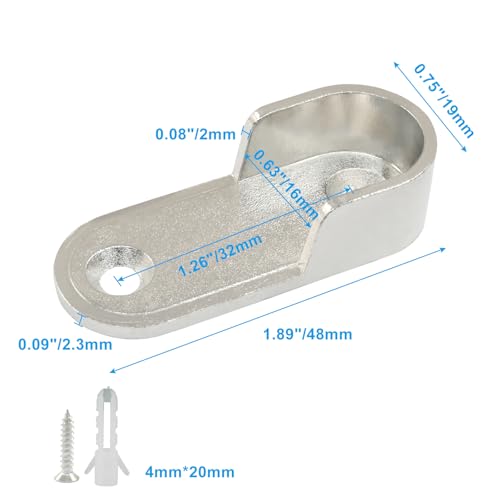 Heavy Duty Zinc Alloy Oval Closet Rod Bracket Supports - 2 Pack