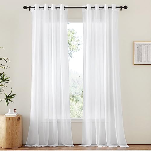 NICETOWN Sheer Curtains 108" Extra Long - White Voile Window Panels (2 Pack)