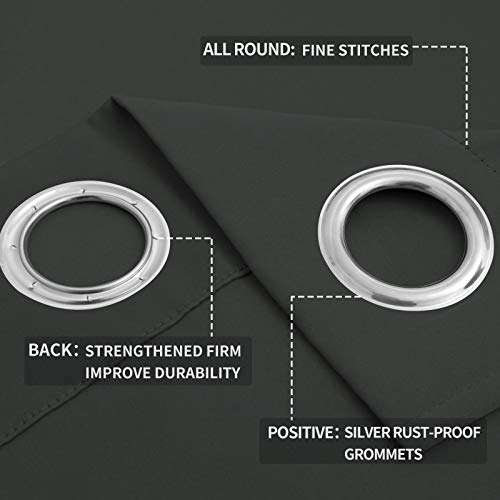 Easy-Going Dark Gray Thermal Grommet Blackout Curtains, 52x96 in - 2 Panels