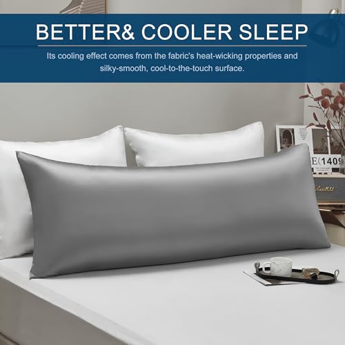 Awvco Cooling Body Pillow Cover, Silky Smooth 21x54 Inch - Grey