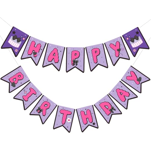 Kawaii Birthday Party Banner - Pre-Strung Anime Kitty Decorations