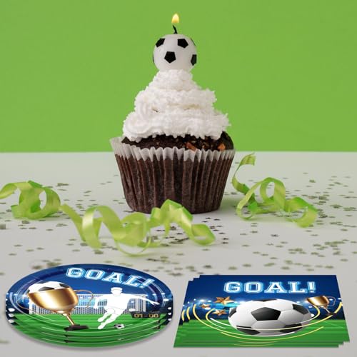 Soccer Party Supplies Set - 40 PCS Disposable Plates & Napkins
