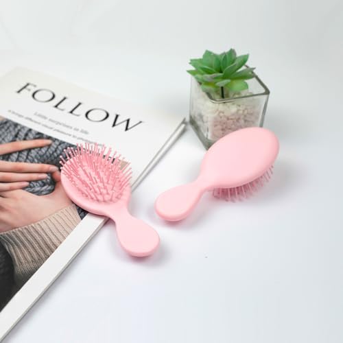 Zoolinn Mini Detangling Hair Brush 2-Pack Travel-Sized Pink Hairbrush