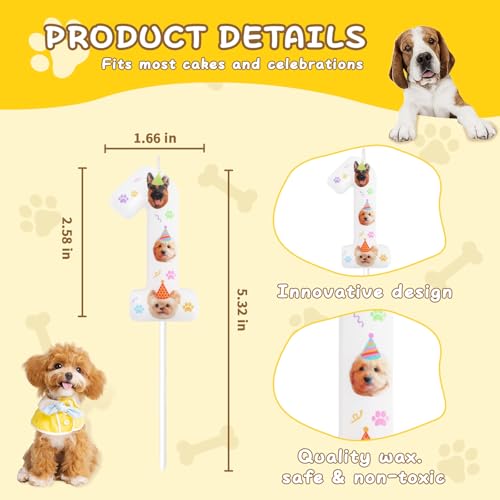 Candoll Dog Birthday Number 1 Candle - Brown Cake Topper Party Supply