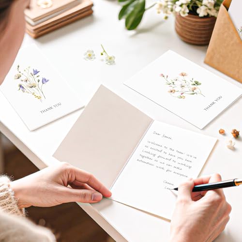 Wildflower Thank You Cards with Envelopes & Stickers - 32 Pack