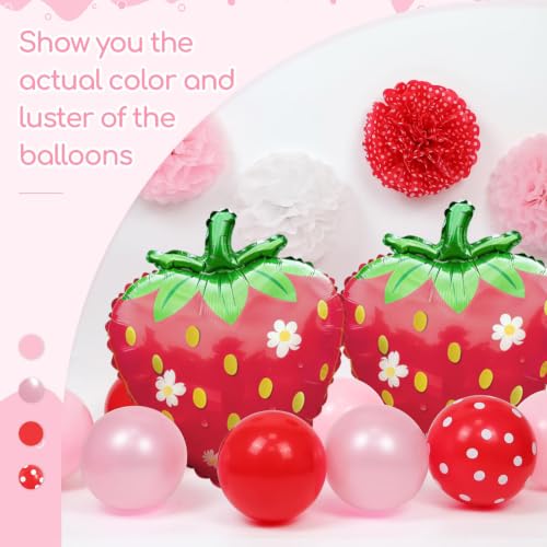 Strawberry Birthday Party Decorations Kit with Balloons & Pompoms