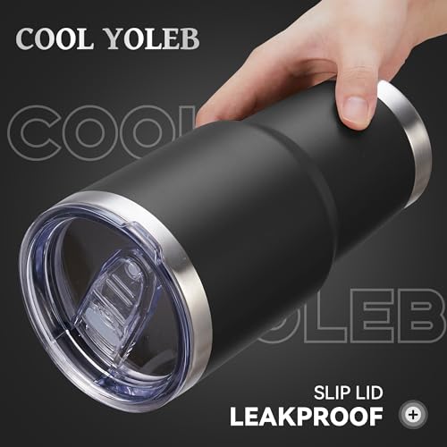 Cool Yoleb 30 oz Stainless Steel Tumbler with Lid - Insulated Black Travel Cup